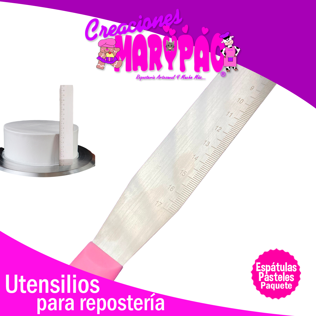 Espátulas Metálicas Pastelería 3 Piezas