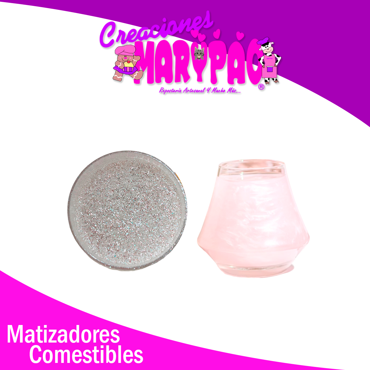 Efecto Glitter Para Bebidas Matizador Comestible Base Plata