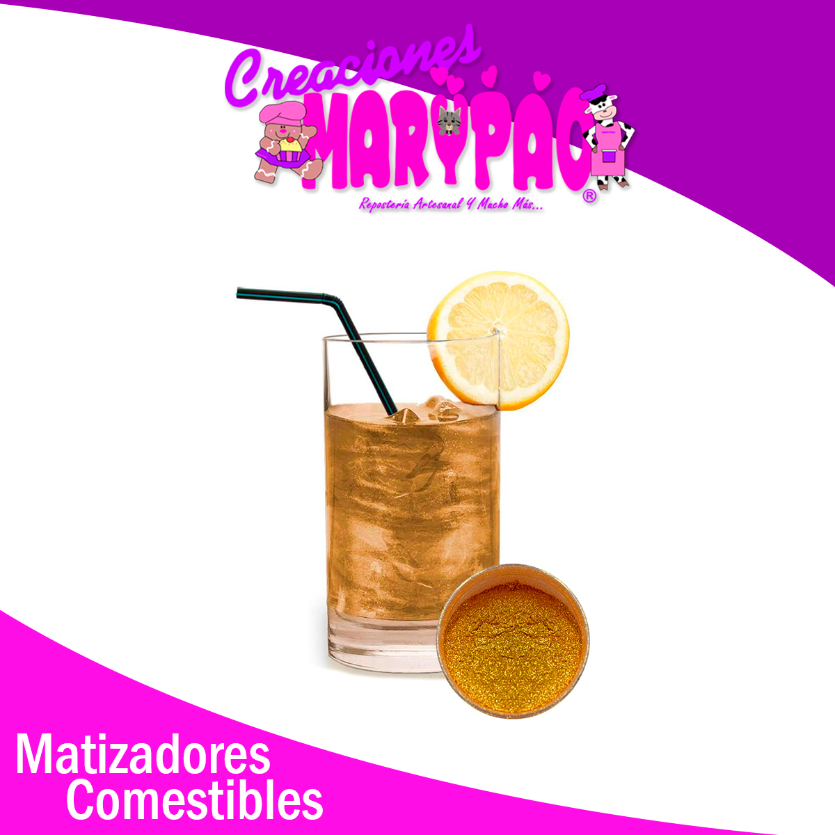 Efecto Glitter Para Bebidas Matizador Comestible Base Oro