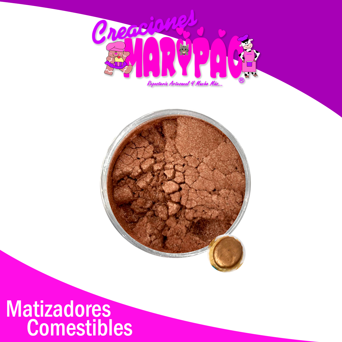 Matizadores Comestibles Metálicos Dorado Plata Cobre