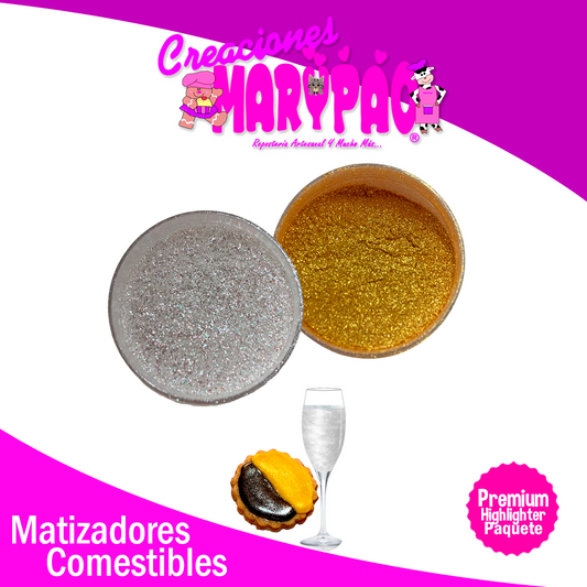 Kit Matizadores Comestibles Premium Efecto Glitter Para Bebidas