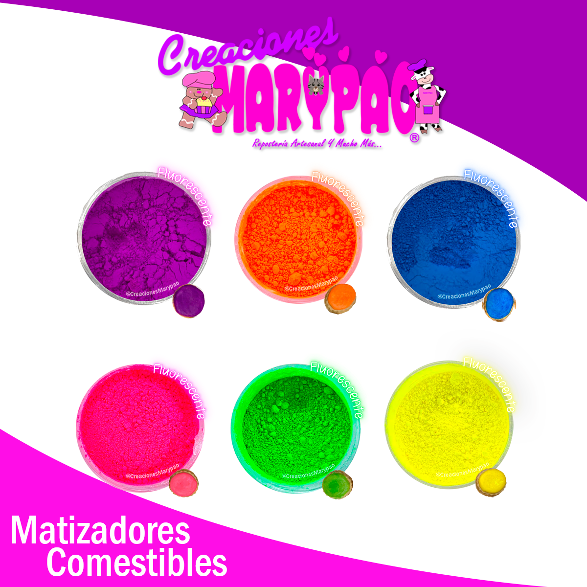 Matizadores Comestibles Neón Fluorescentes