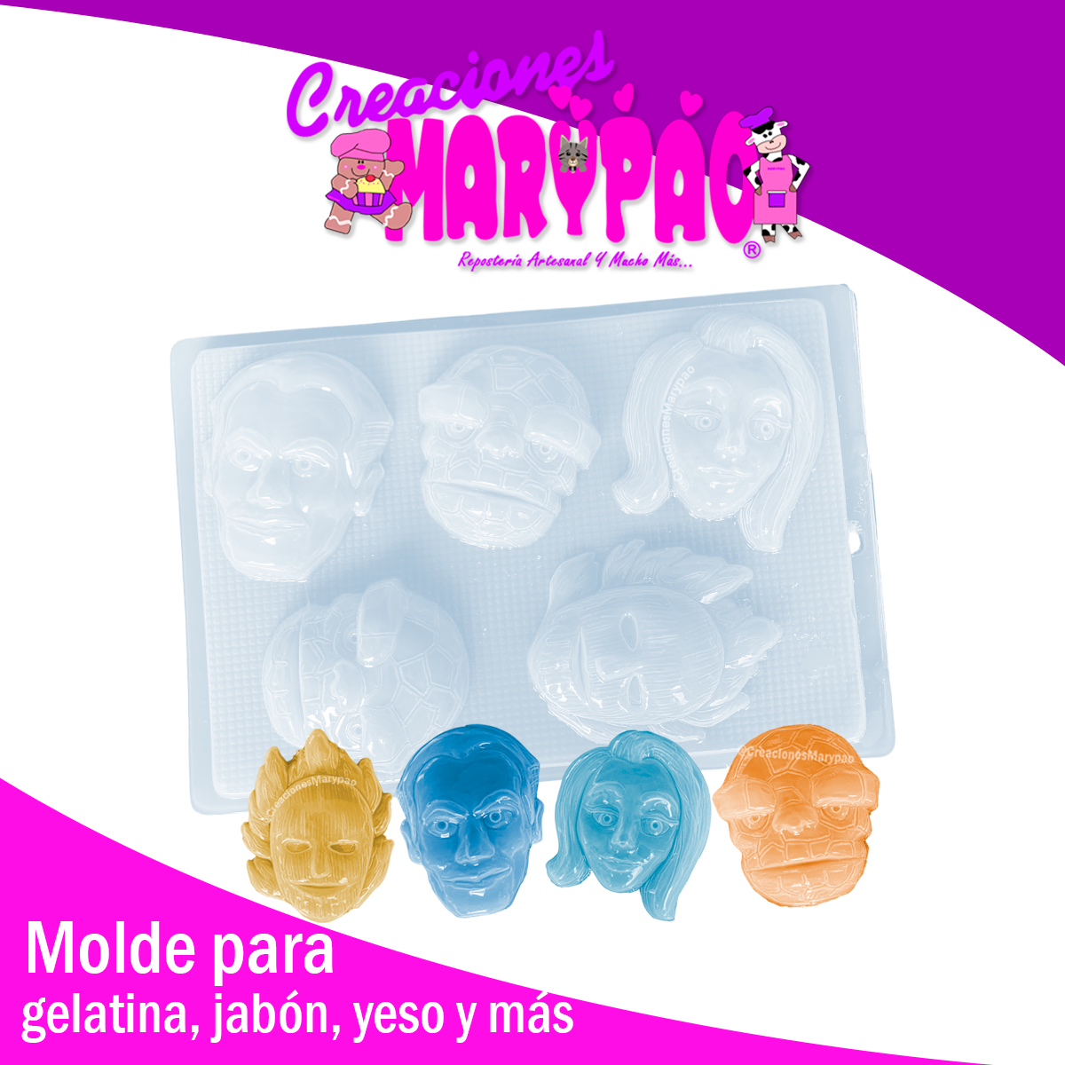 🦸♂️ Molde Los 4 Fantásticos Gelatinas, Yesitos y Más💥✨