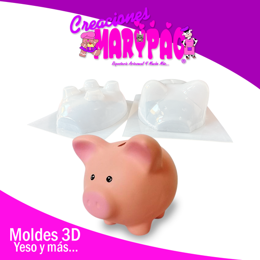 Molde Para Alcancía de Yeso Cerdito Grande 🐖💵