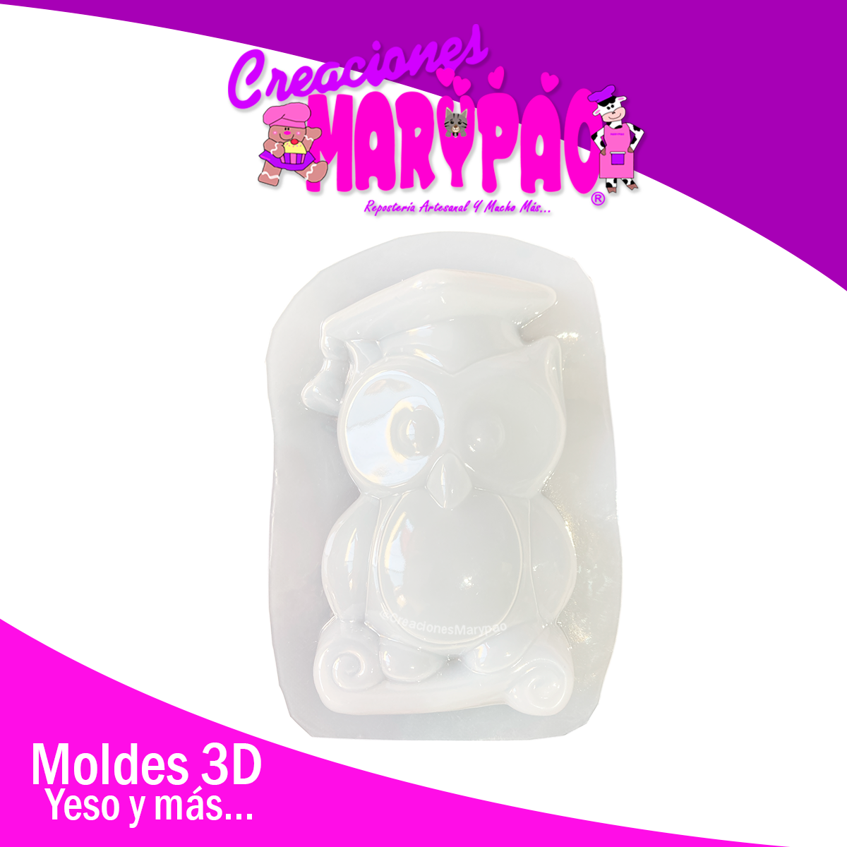 🎓Molde Para Alcancía de Yeso Búho Graduación 16.5 cm🦉