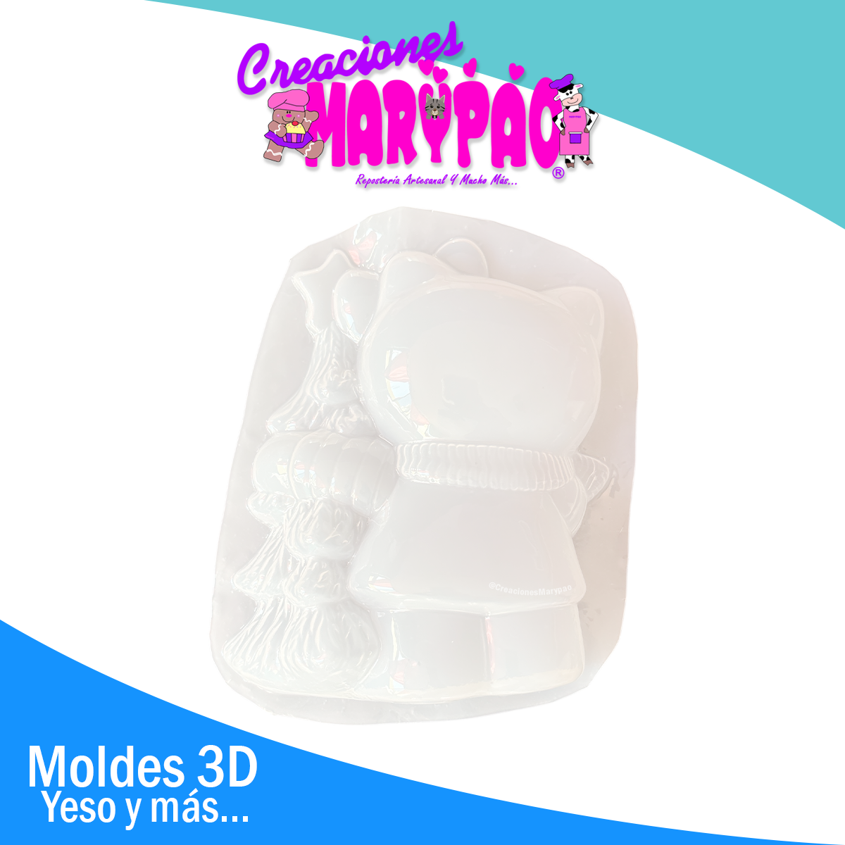 🎀 Molde Para Alcancía De Yeso Kitty con Árbol de Navidad 🎄