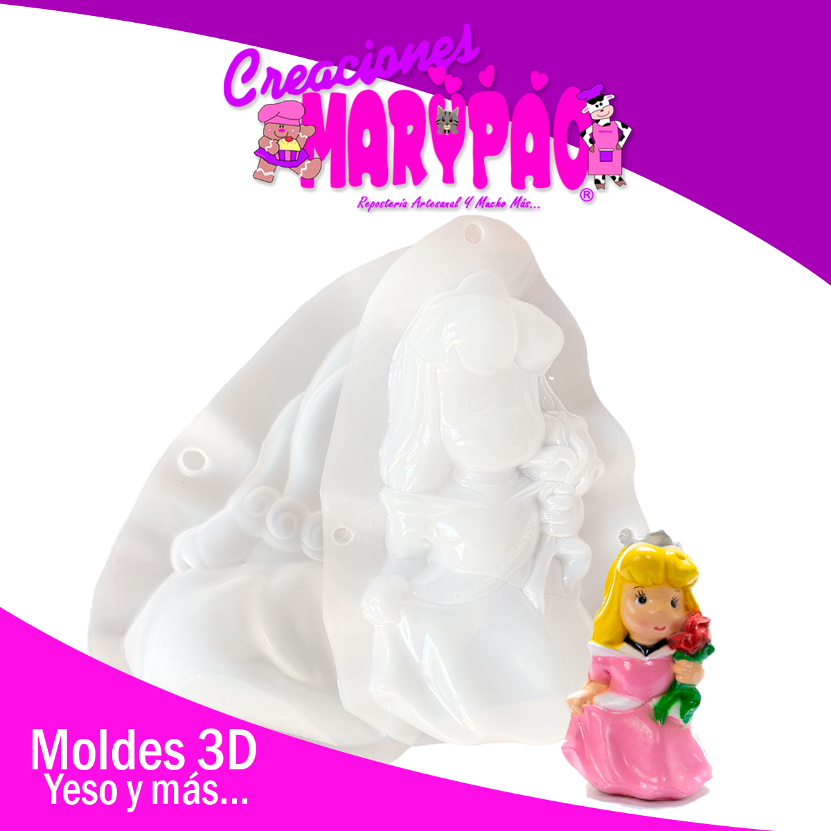 🌸Molde Para Alcancías de Yeso Princesa Aurora👑 GRAN TAMAÑO