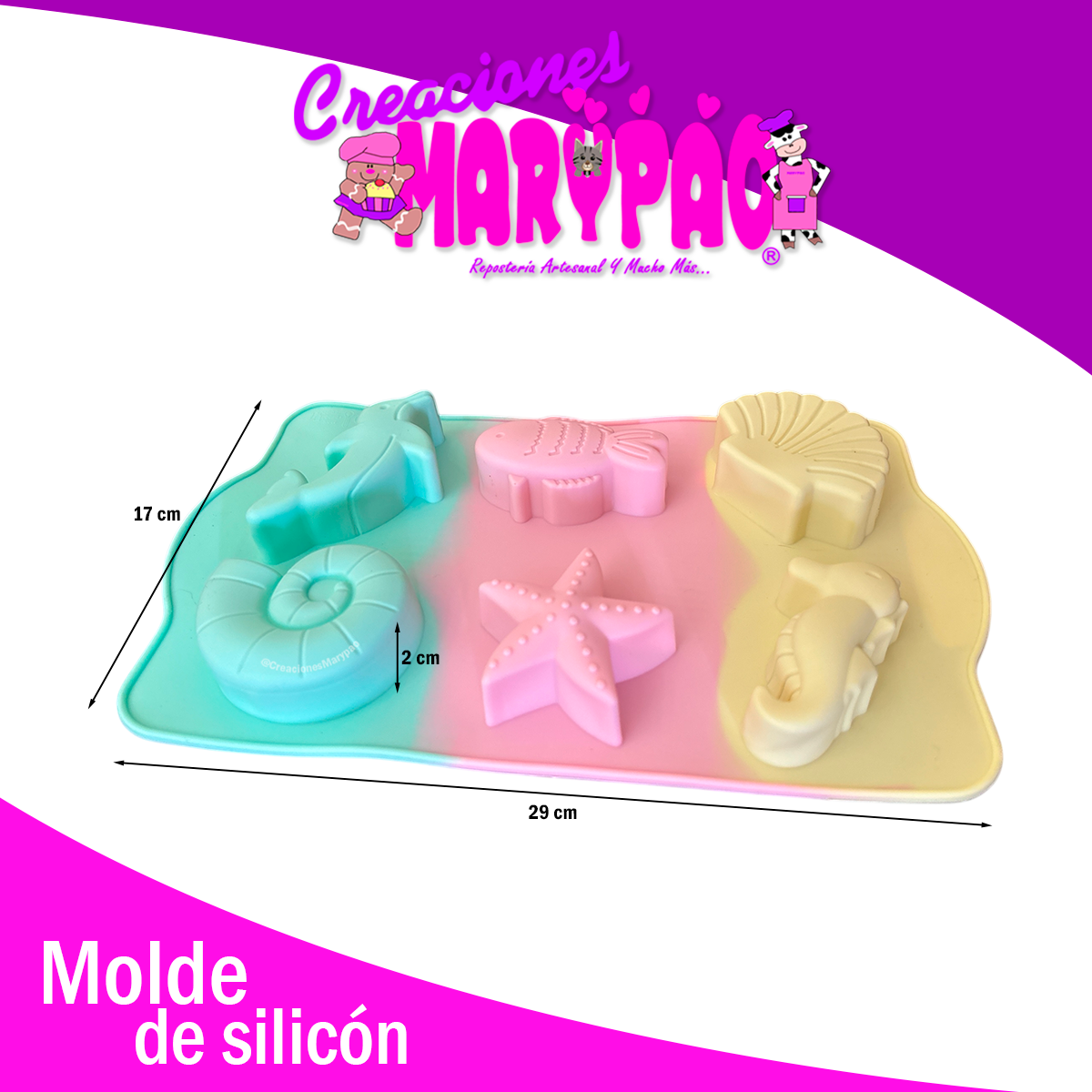 🩵 Molde de Silicón Figuras Marinas 🐚🐬