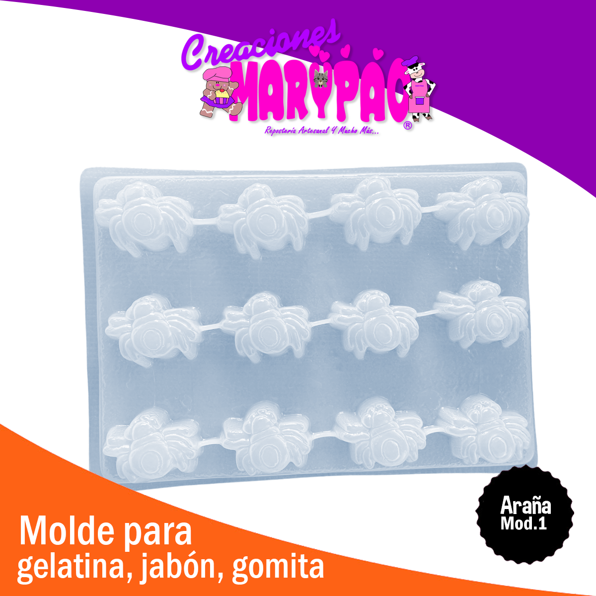 Molde Araña Mod1 Halloween Gelatina Gomita Jabon Yeso