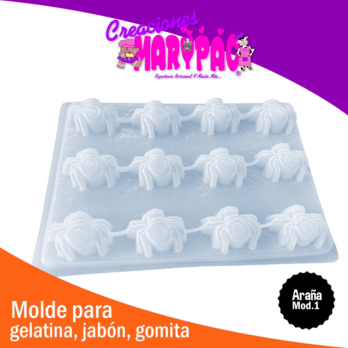 Molde Araña Mod1 Halloween Gelatina Gomita Jabon Yeso