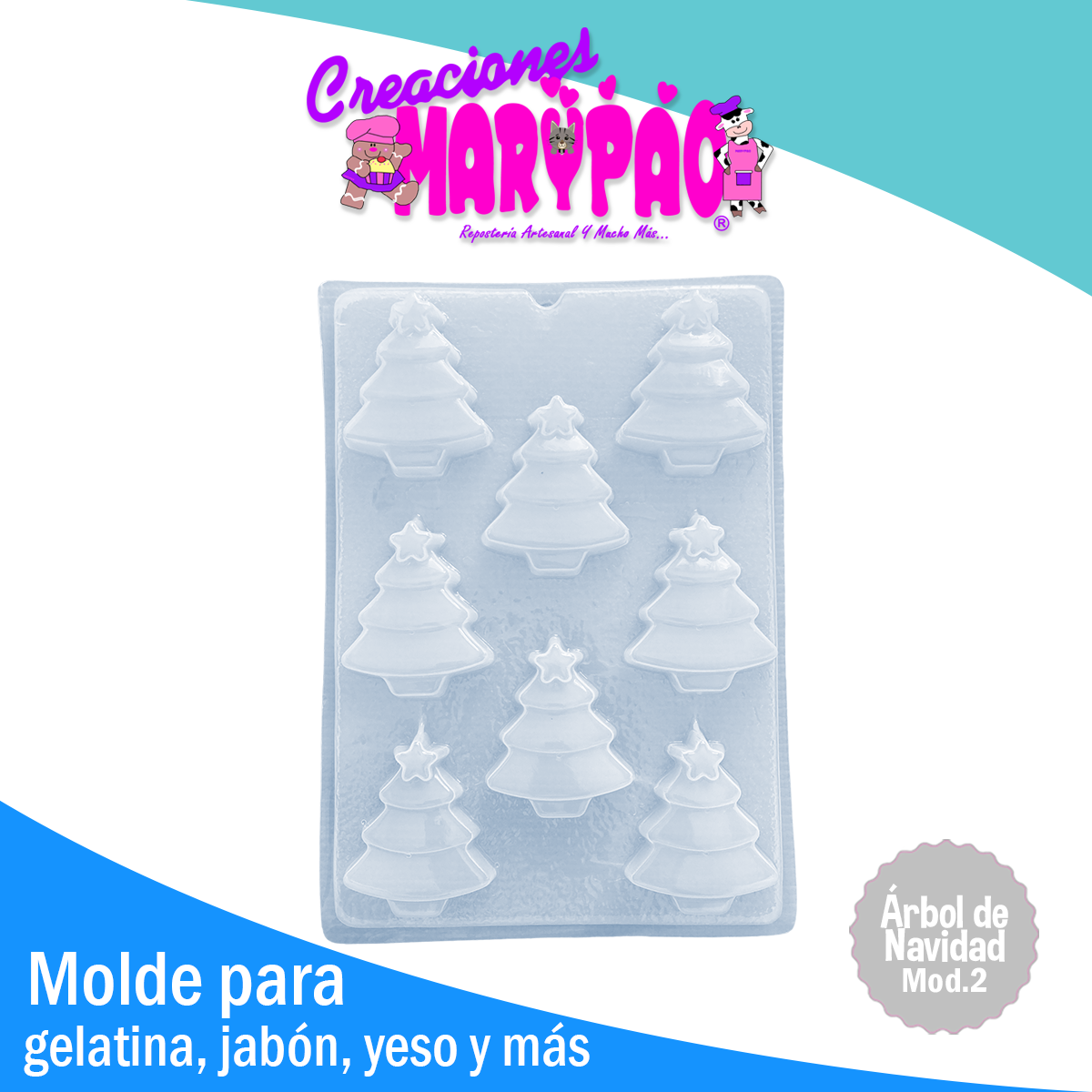 Molde Árbol De Navidad Mod. 2 Gelatina Jabones Gomitas Yeso Resina