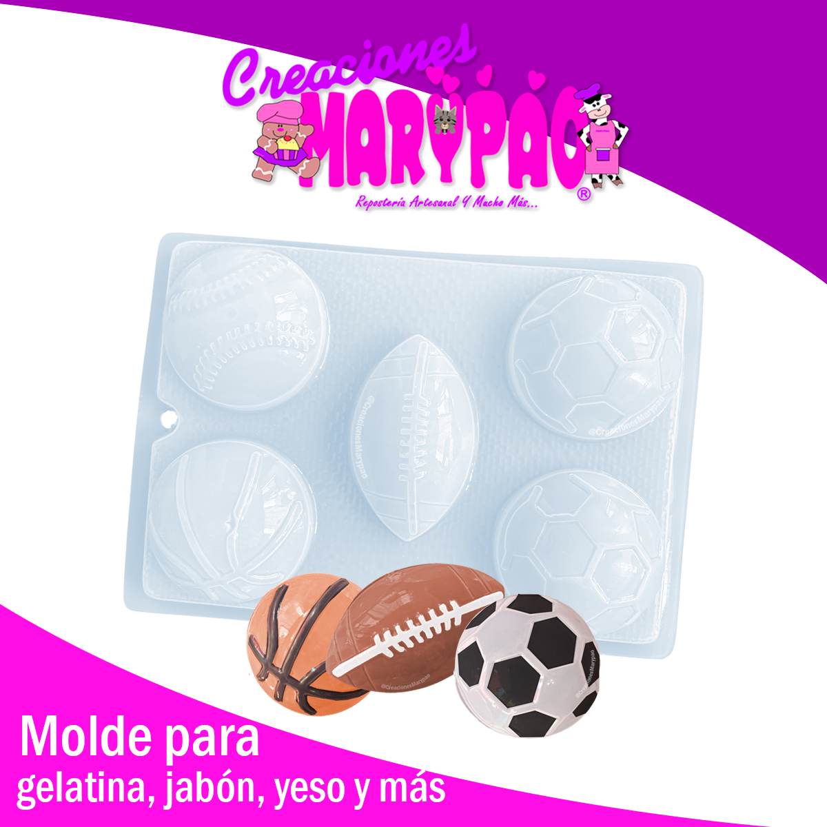Molde Balones Fútbol Basquetbol Para Jabón Gelatina