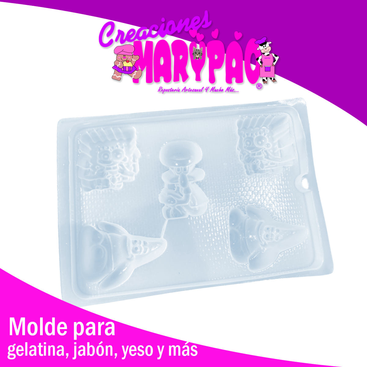 Molde Bob Esponja y Amigos Mod.2 Gelatinas, Yesitos y Más🌊