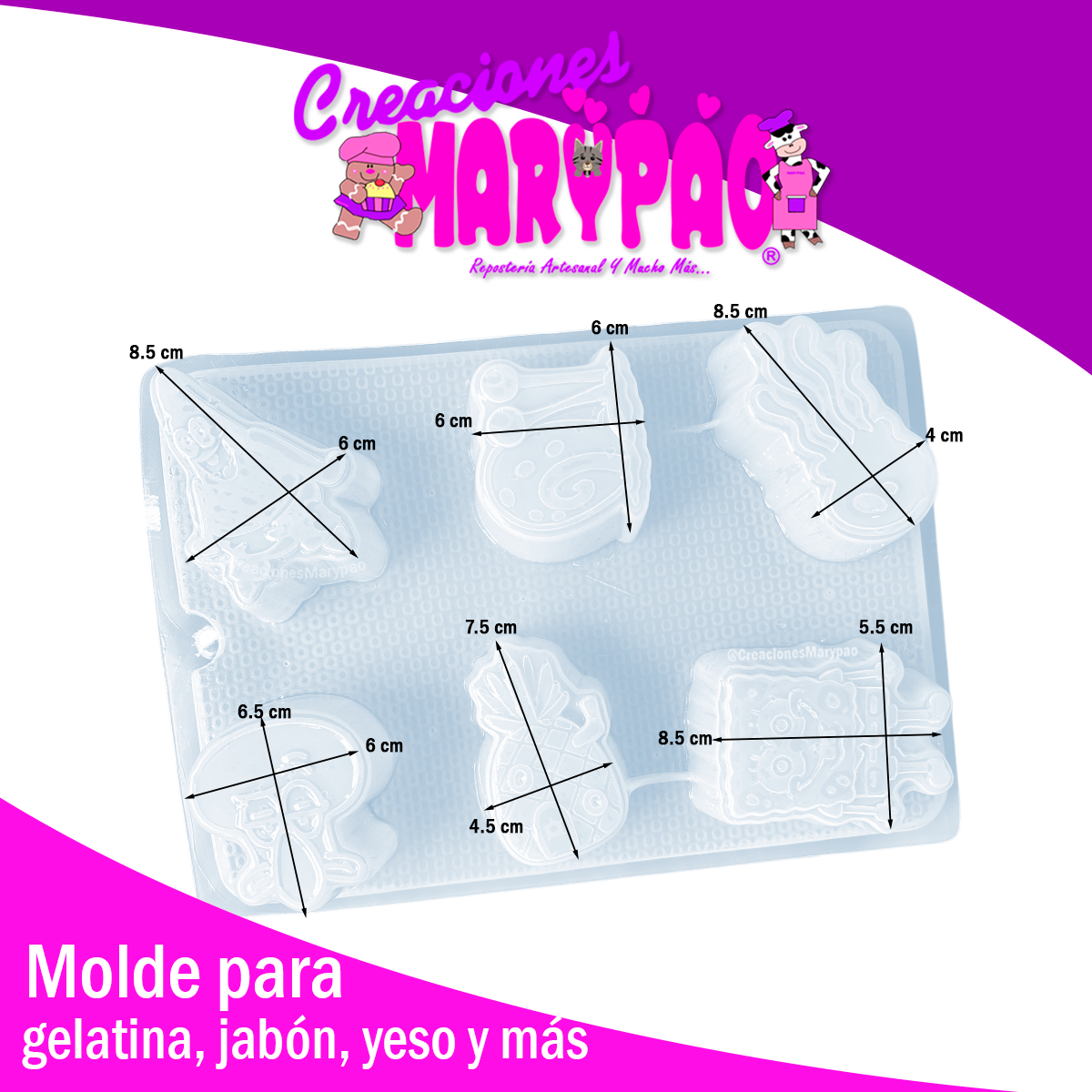 Molde Bob Esponja y Amigos Gelatinas, Yesitos y Más🍍