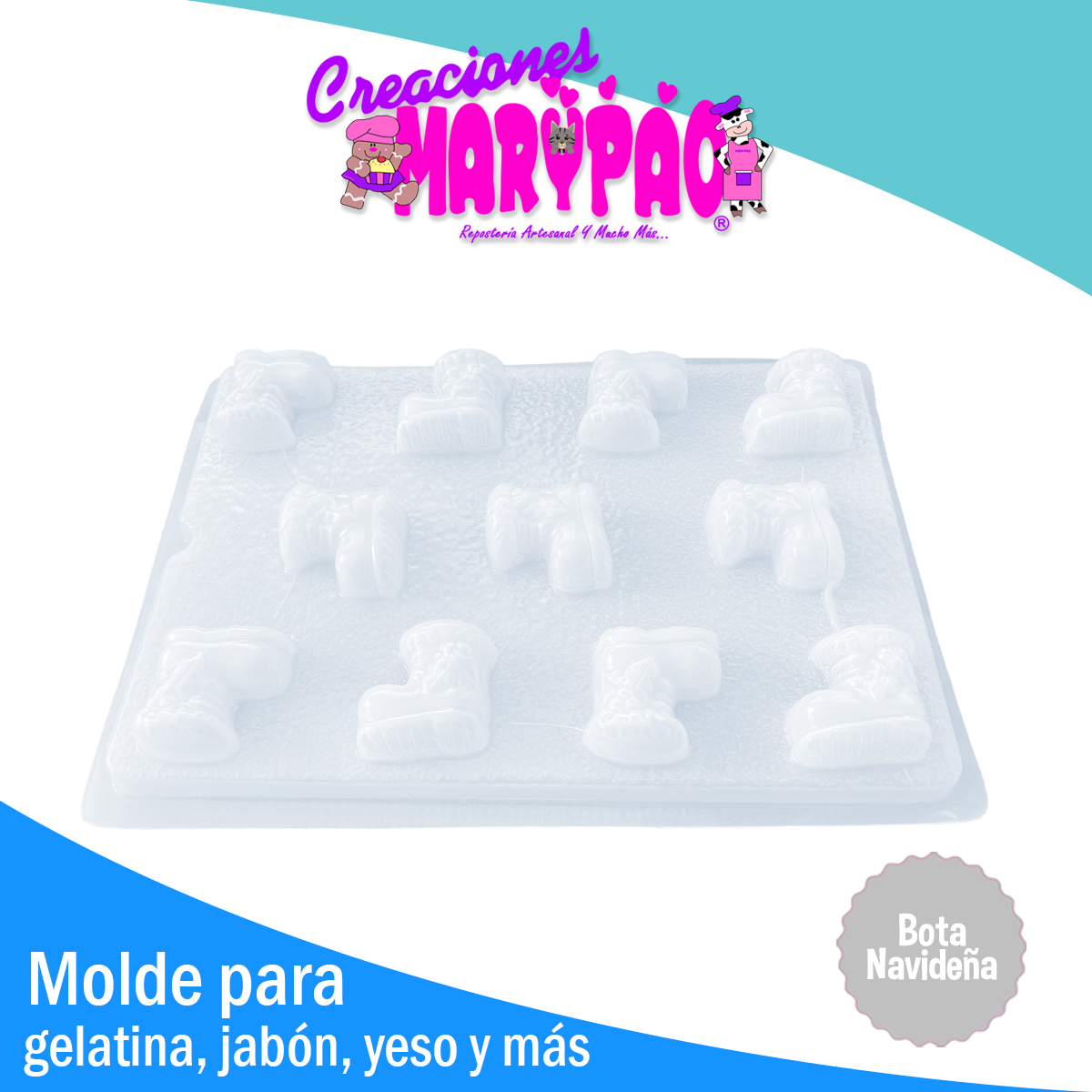 Molde Bota de Santa Navidad Jabones Gelatinas Yeso