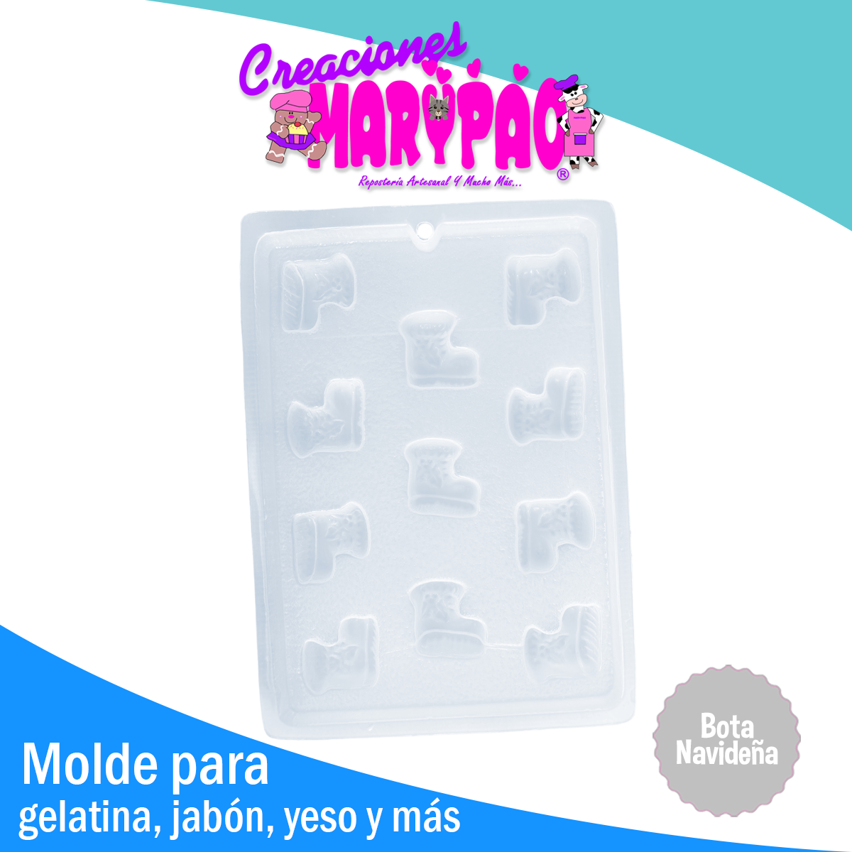 Molde Bota de Santa Navidad Jabones Gelatinas Yeso