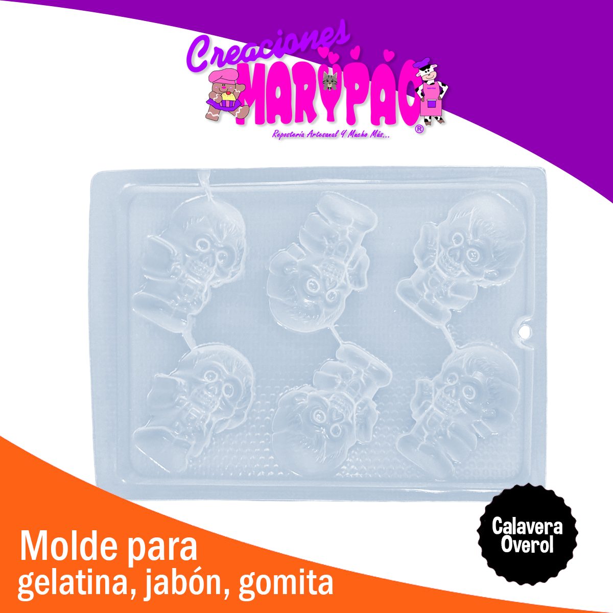Molde Calavera Completa con Overol