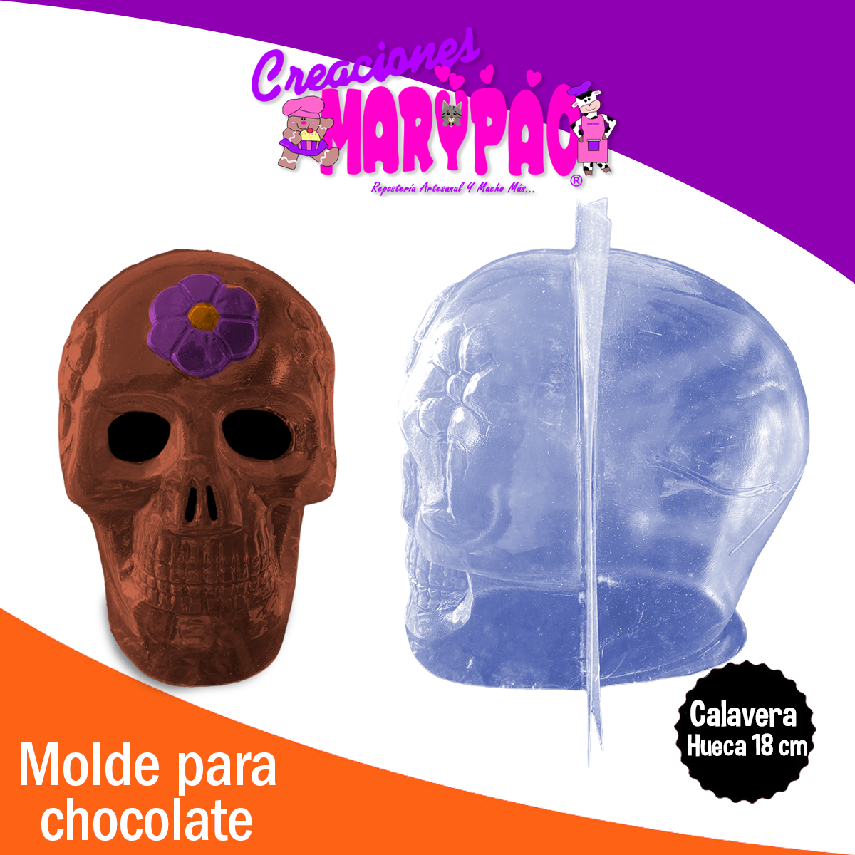 Molde Calavera Hueca 18 Cm Chocolates Dia De Muertos