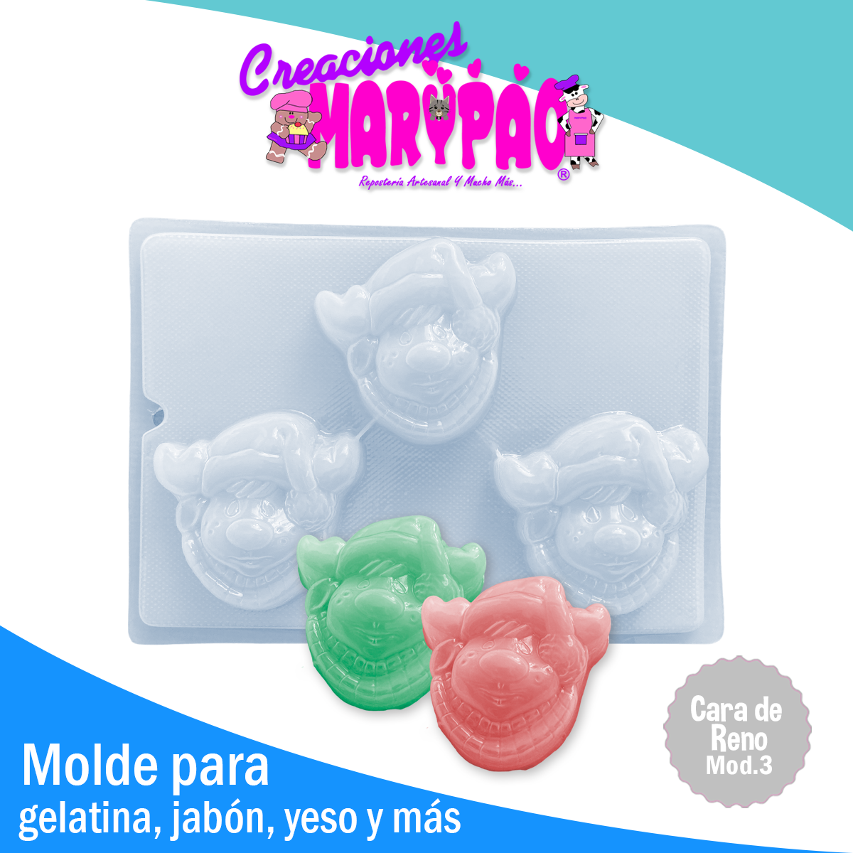 Molde Reno Mod3 Navidad  Gelatina Jabon Vela