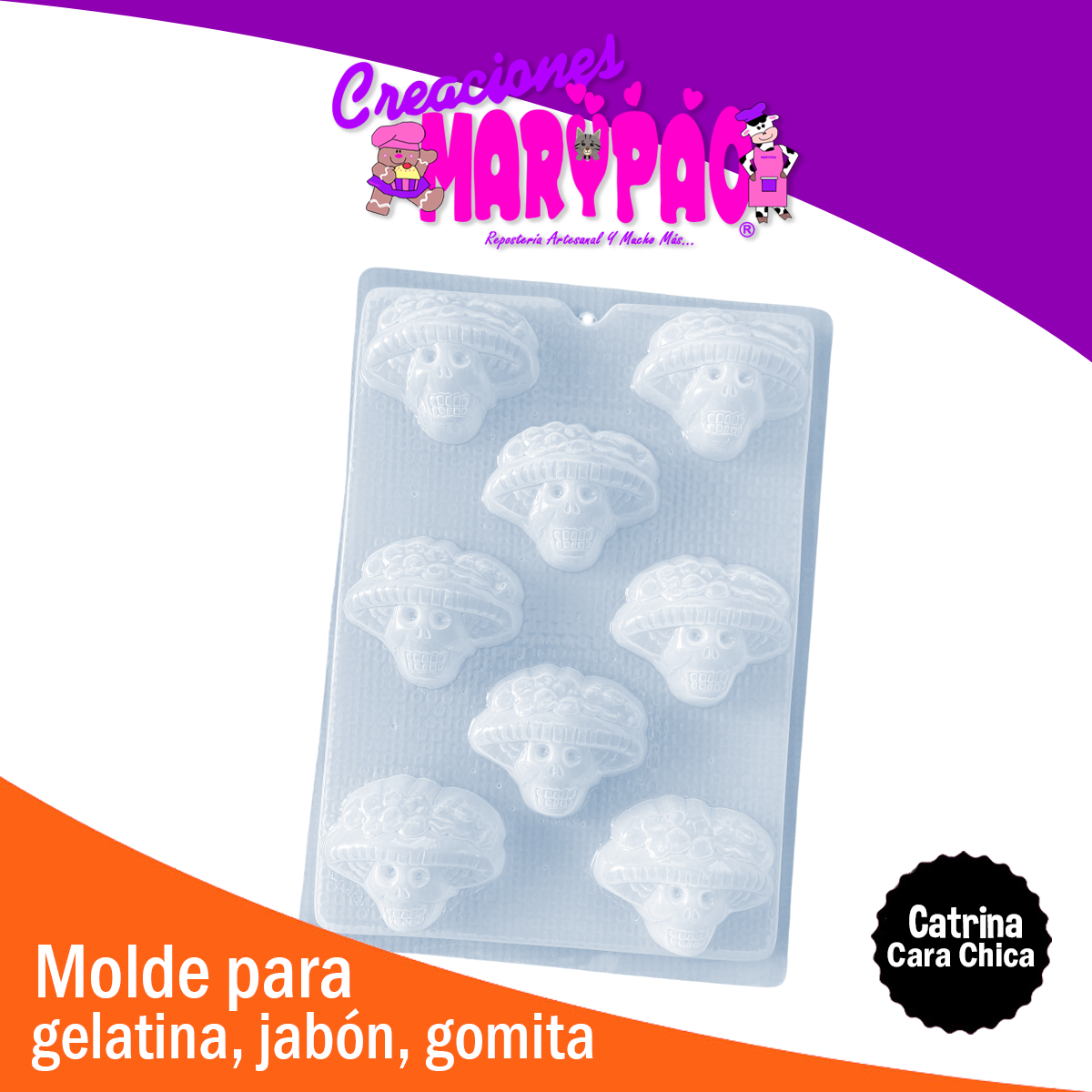 Molde Catrina Halloween Jabón Chocolate Gomita Gelatina