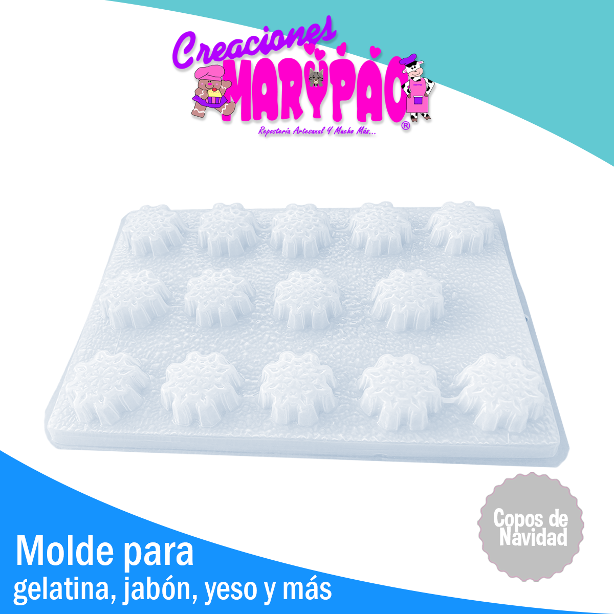 Molde Copos De Nieve Navidad Gelatina Gomita Jabón Yeso