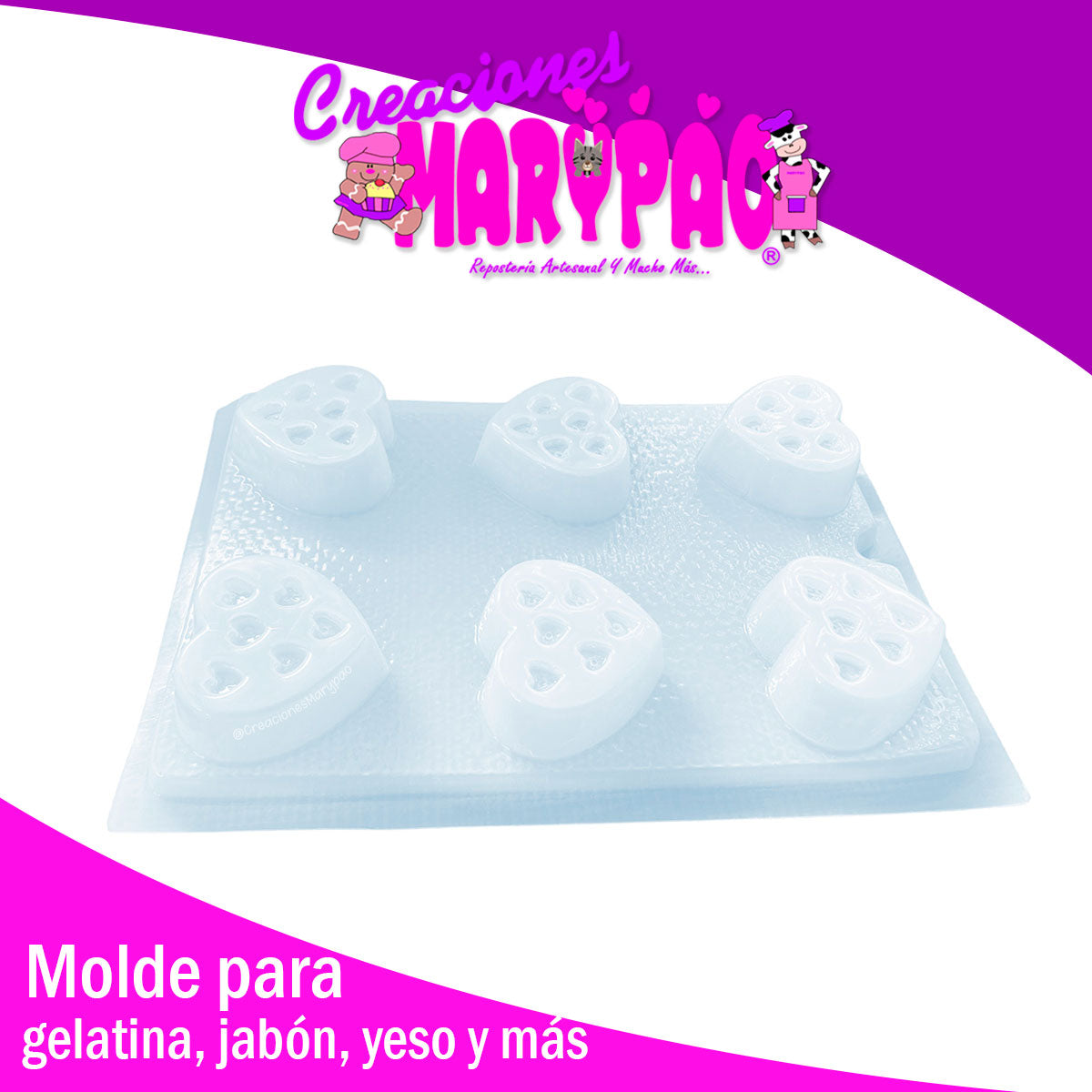 Molde Corazón Con Corazones Febrero Amor Jabón Gomita Gelatina