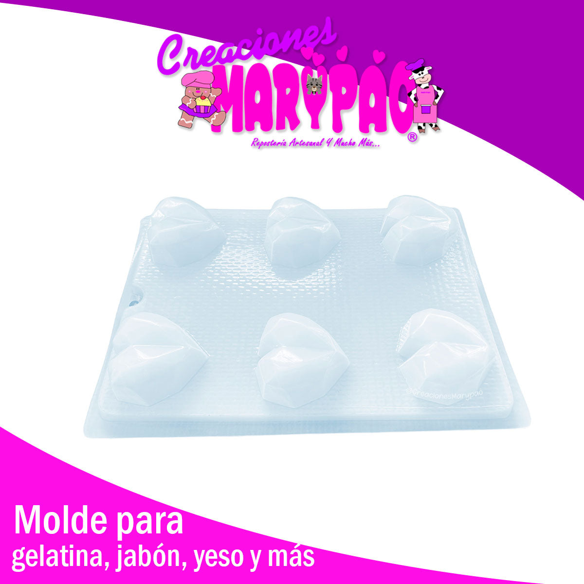 Molde Corazón Diamante Para Gelatinas Jabones