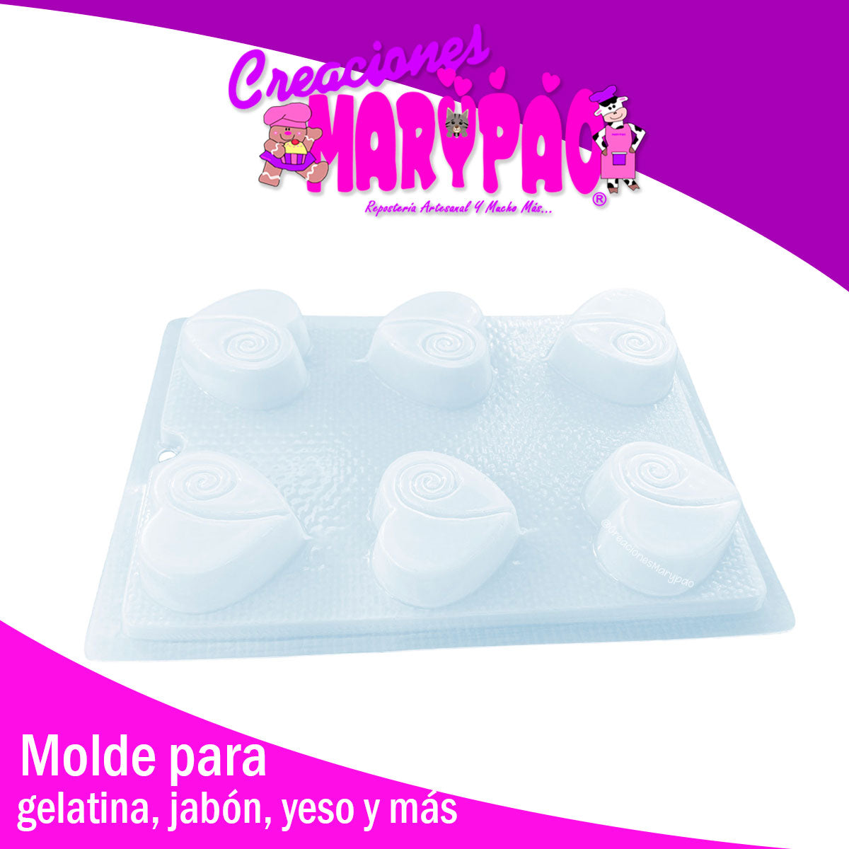 Molde Corazón Con Espiral M1 Febrero Amor Jabón Gomita Gelatina