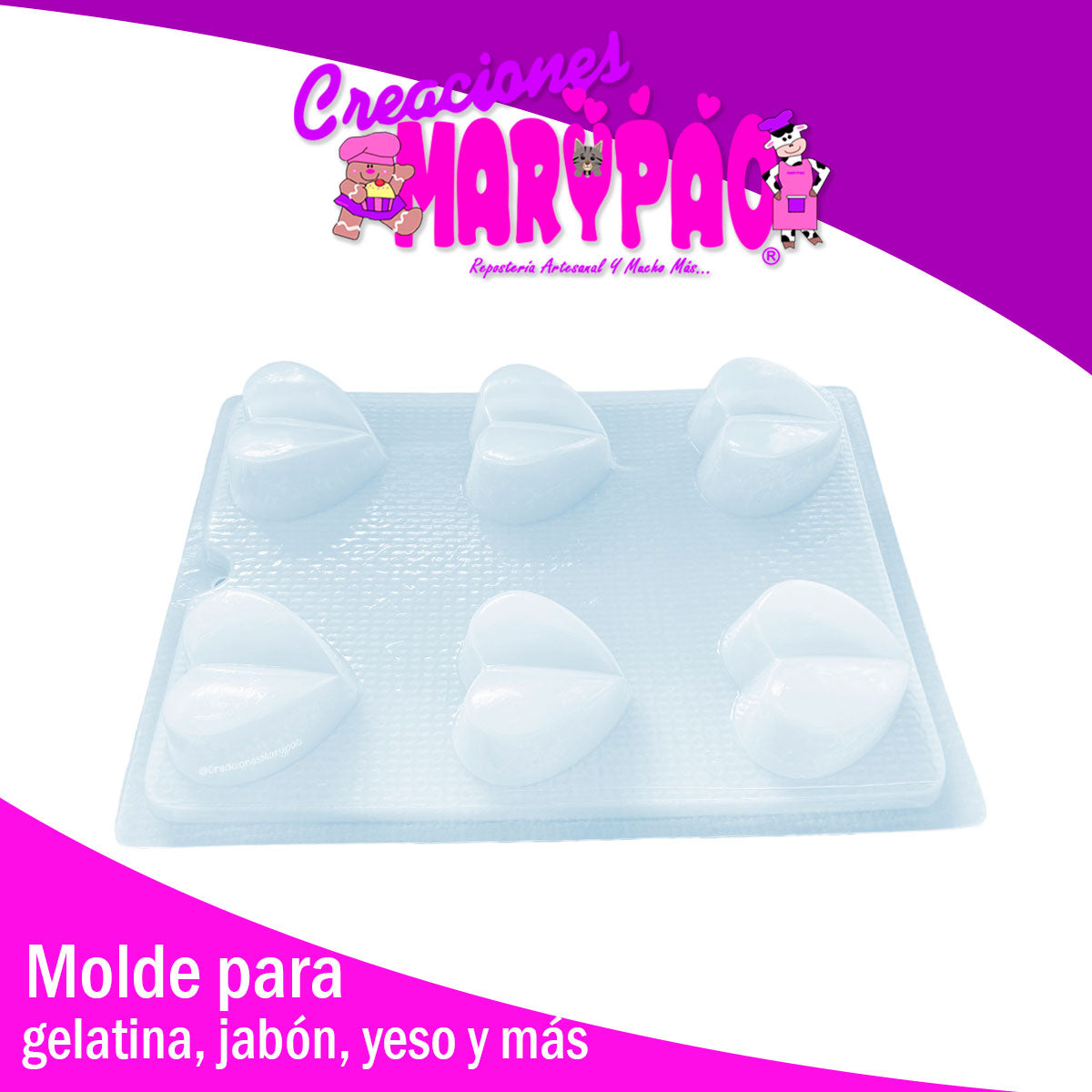 Molde Corazón Dividido Jabones Gelatinas Febrero