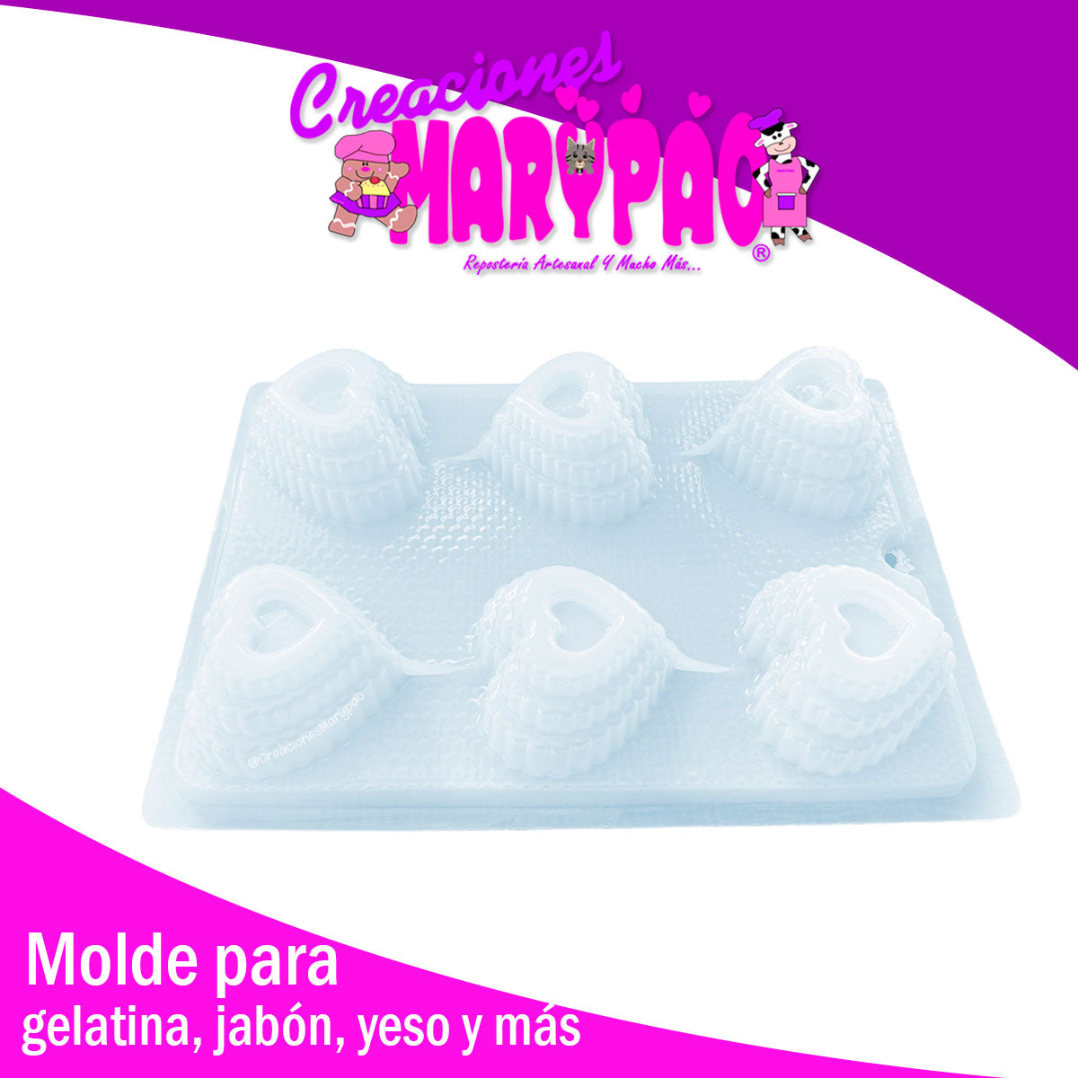 Molde Corazón Triple Con Ondas Gelatinas San Valentín