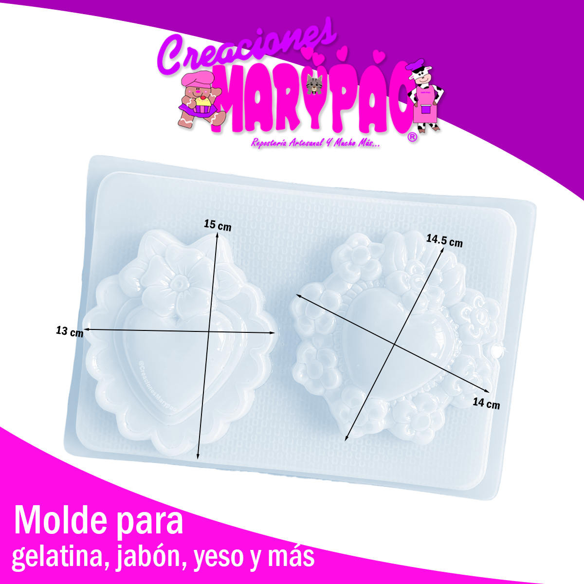 Molde Corazones Milagritos Mexicanos Mod.1 Flores Yeso y Más