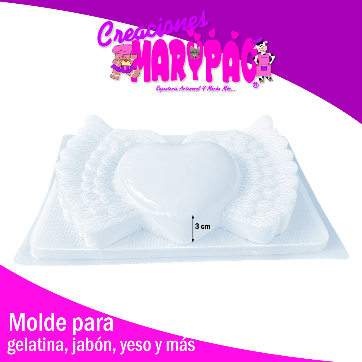 Molde Corazones Milagritos Mexicanos Mod.5 Alas Grande Yeso Y Más