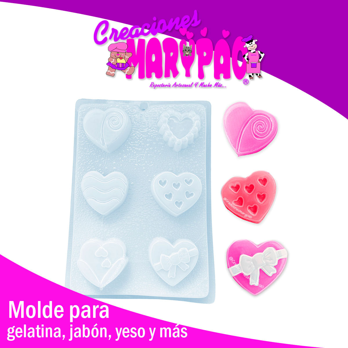 Molde Corazones Surtido Jabón Gomita Gelatina Resina Yeso
