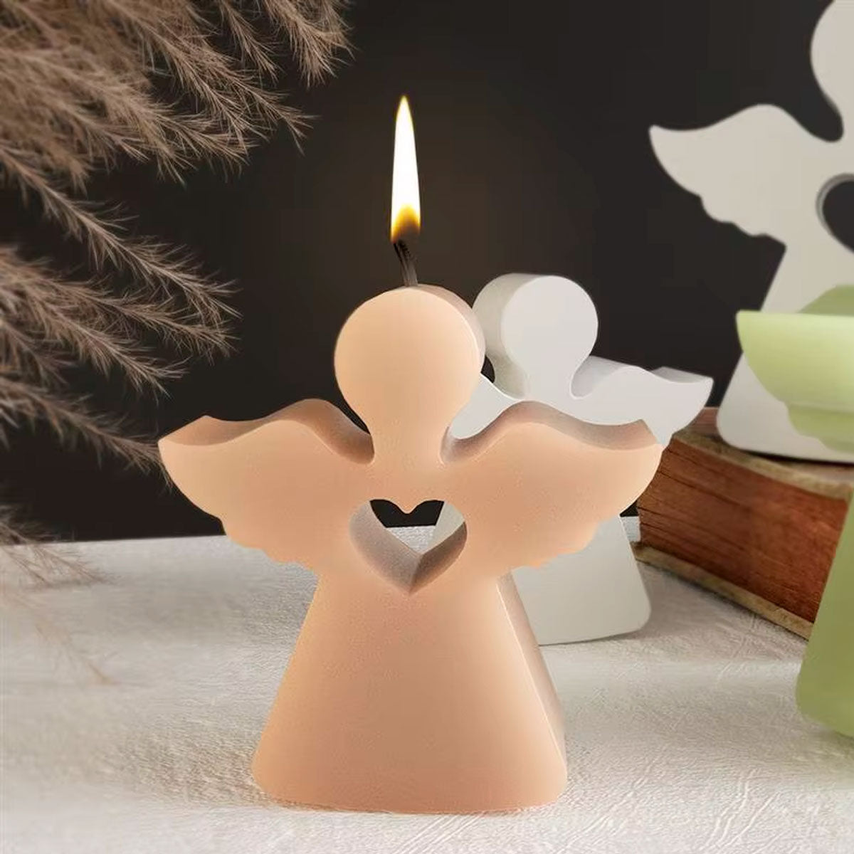 Molde de Silicón Velas Ángel Bautizo Angelito Corazón 10 Cm