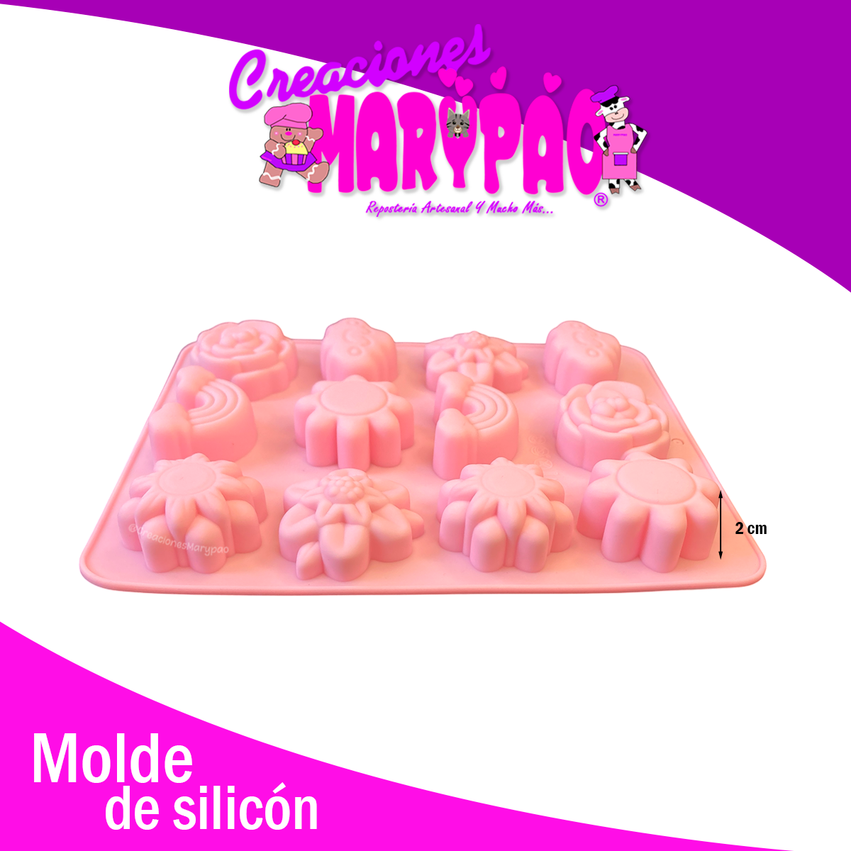 Molde De Silicón Arcoiris Nube Flores Chocolates Jabones Etc