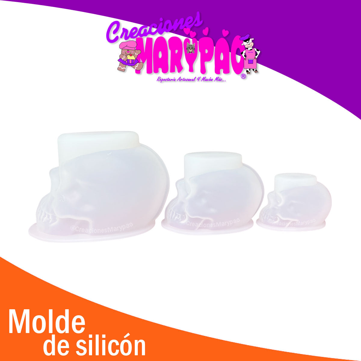 💀🕯️ Molde de Silicón – Calaveras para Velas (Pack 3 tamaños)