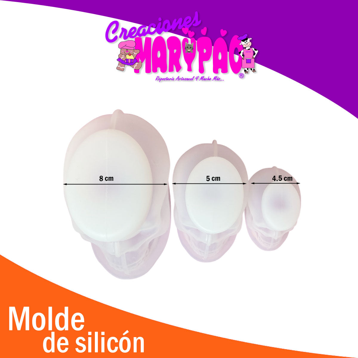 💀🕯️ Molde de Silicón – Calaveras para Velas (Pack 3 tamaños)