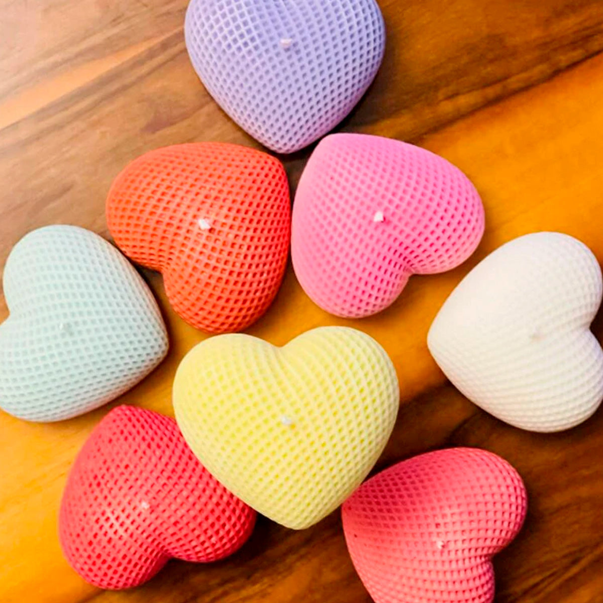 Molde De Silicón Corazón Tejido Jabones Velas 2 pzas