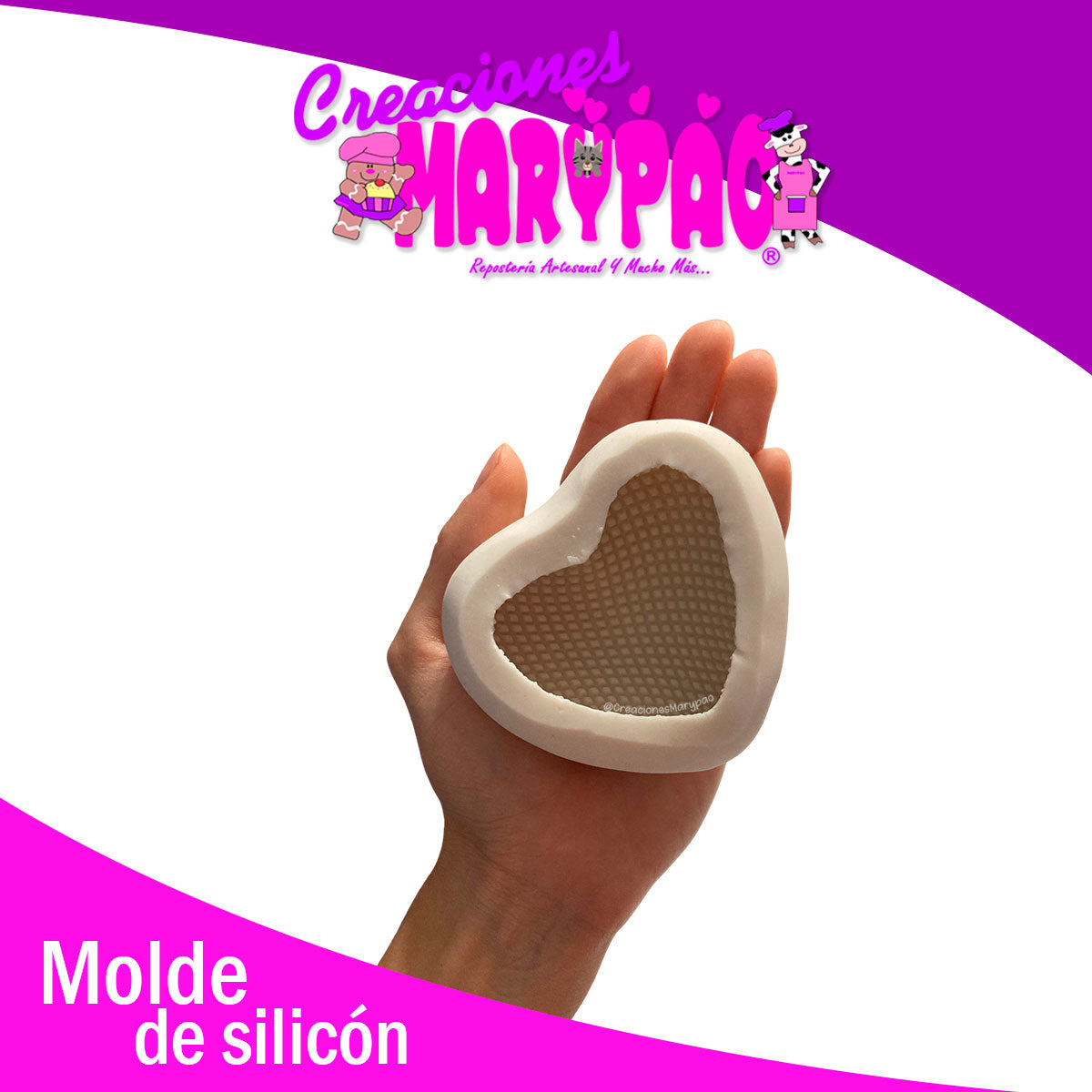 Molde De Silicón Corazón Tejido Velas 7.5 cm