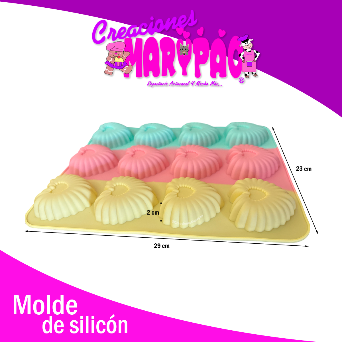 💖 Molde de Silicón Corazones Rizados 💕