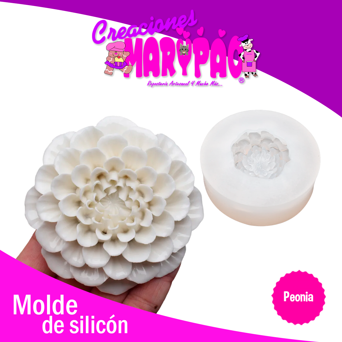 Molde De Silicón Flor Peonia Velas Jabones