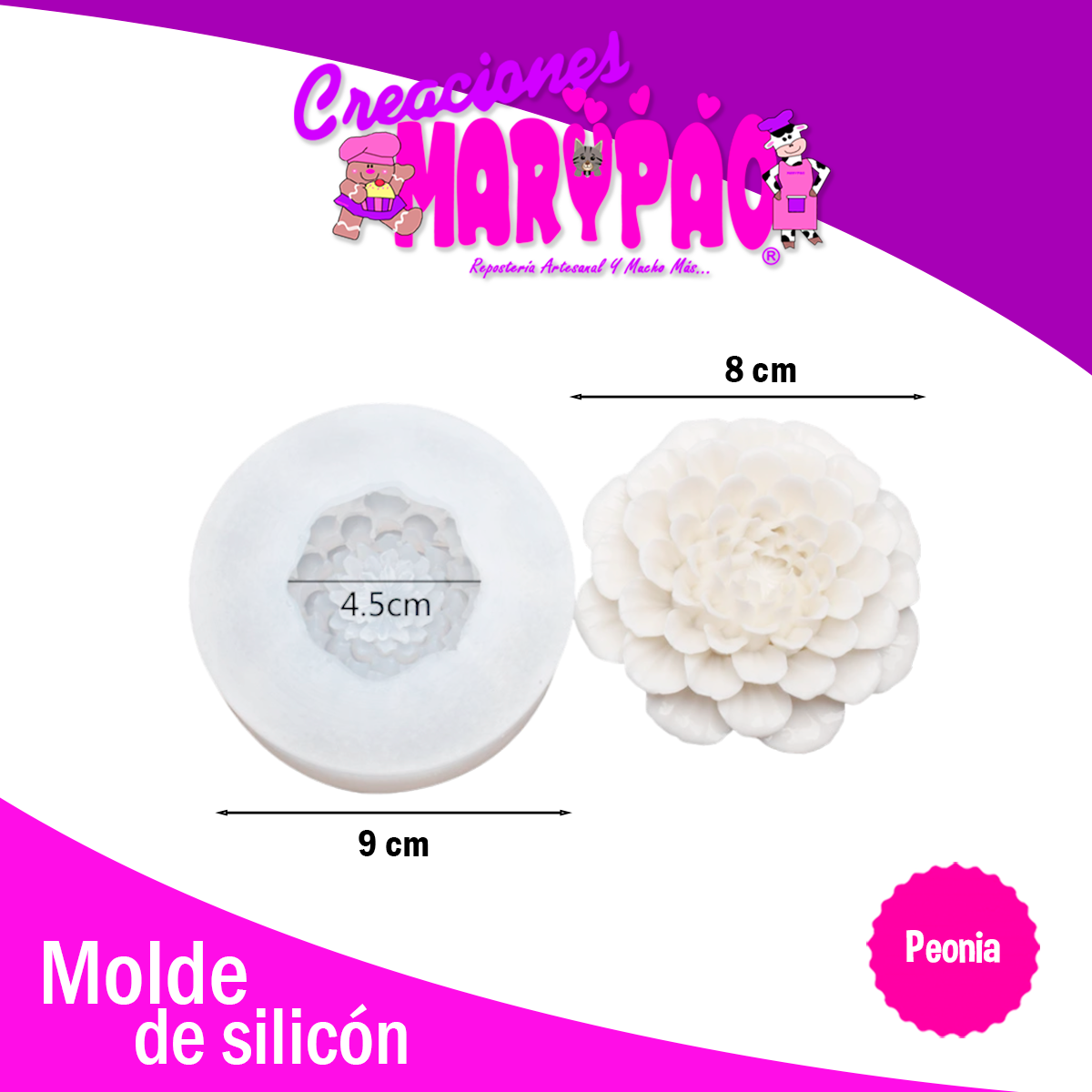 Molde De Silicón Flor Peonia Velas Jabones