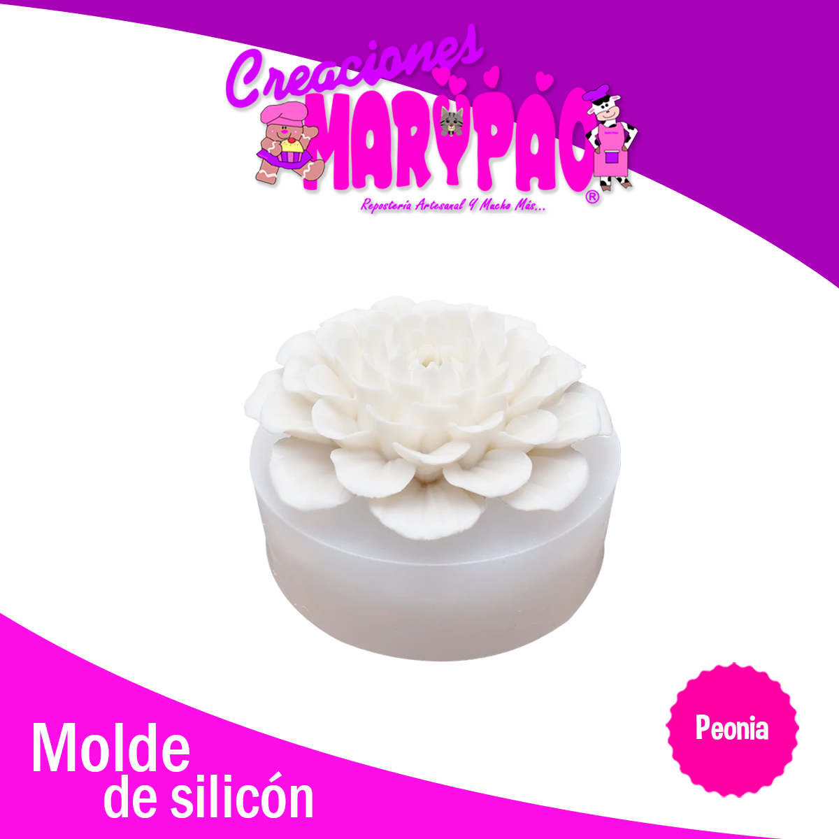Molde De Silicón Flor Peonia Velas Jabones