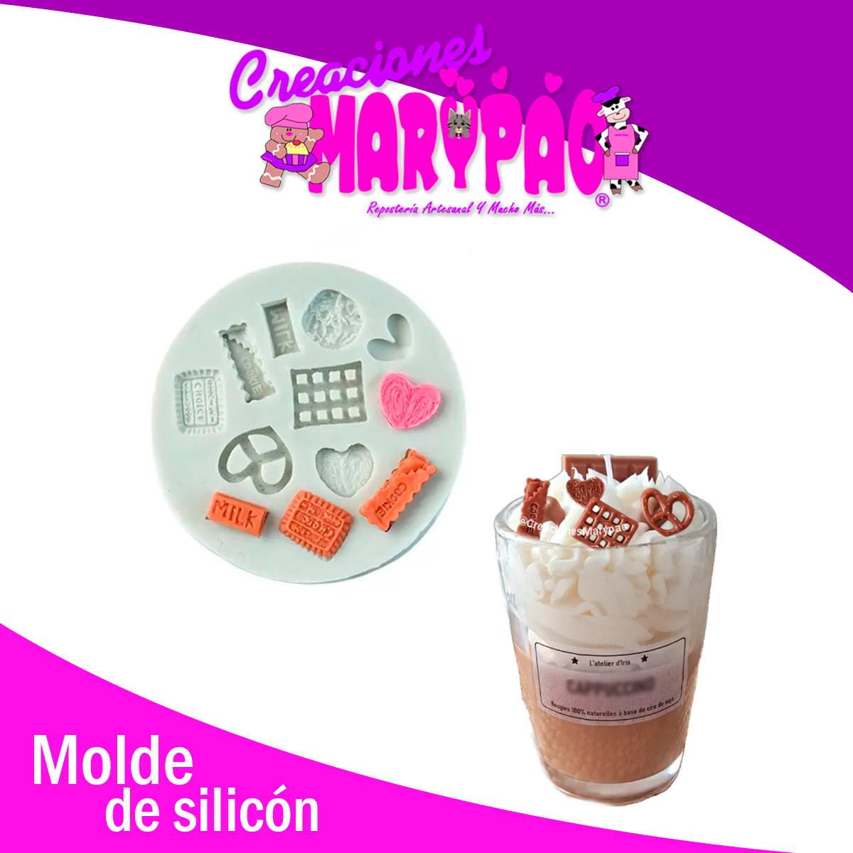 🎨 Molde de Silicón Mini Galletas – Ideal para Velas, Postres y Manualidades 🍪🕯️