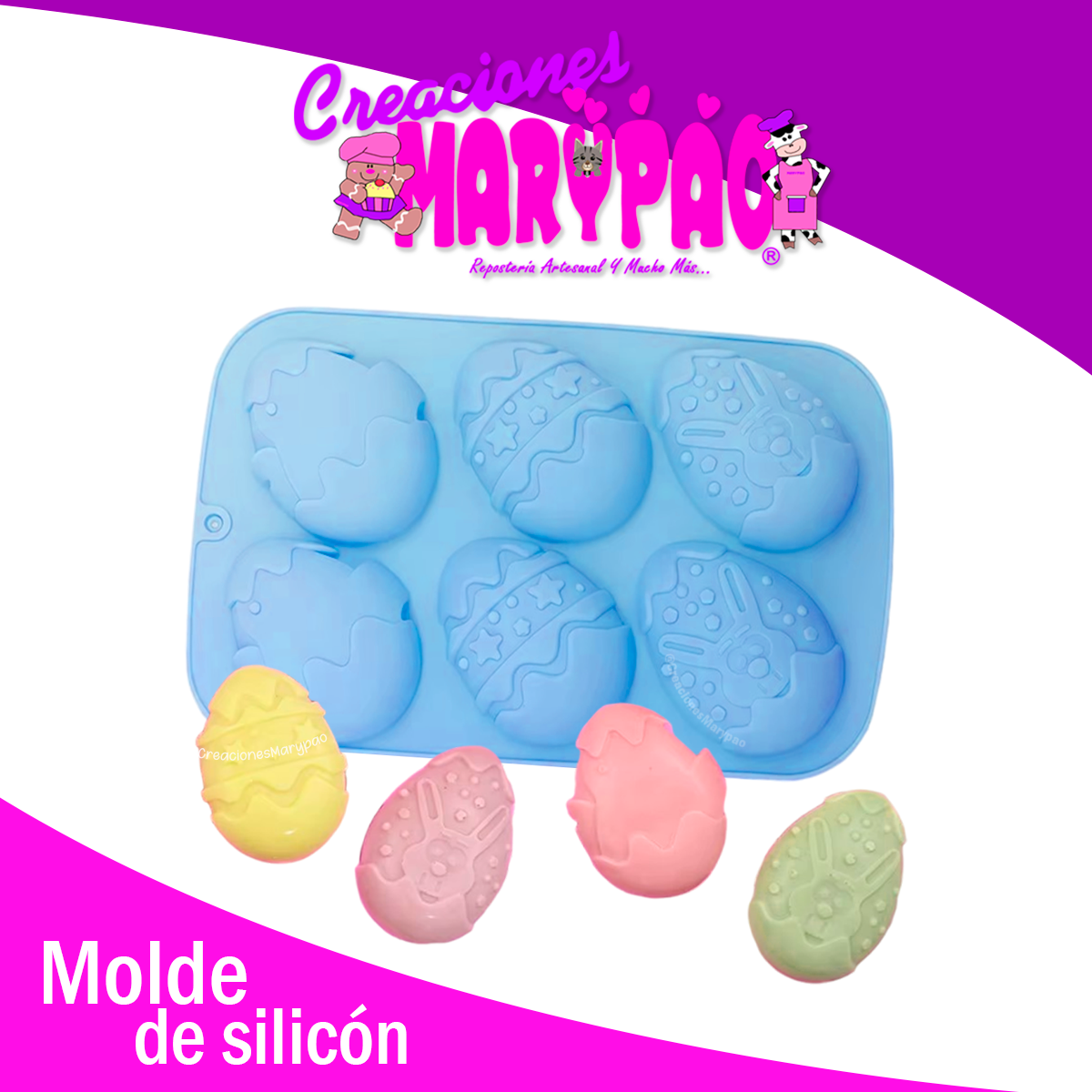 🐣✨ Molde de Silicón Huevos de Pascua – Conejo, Pollito y Decorados 🐰🌸