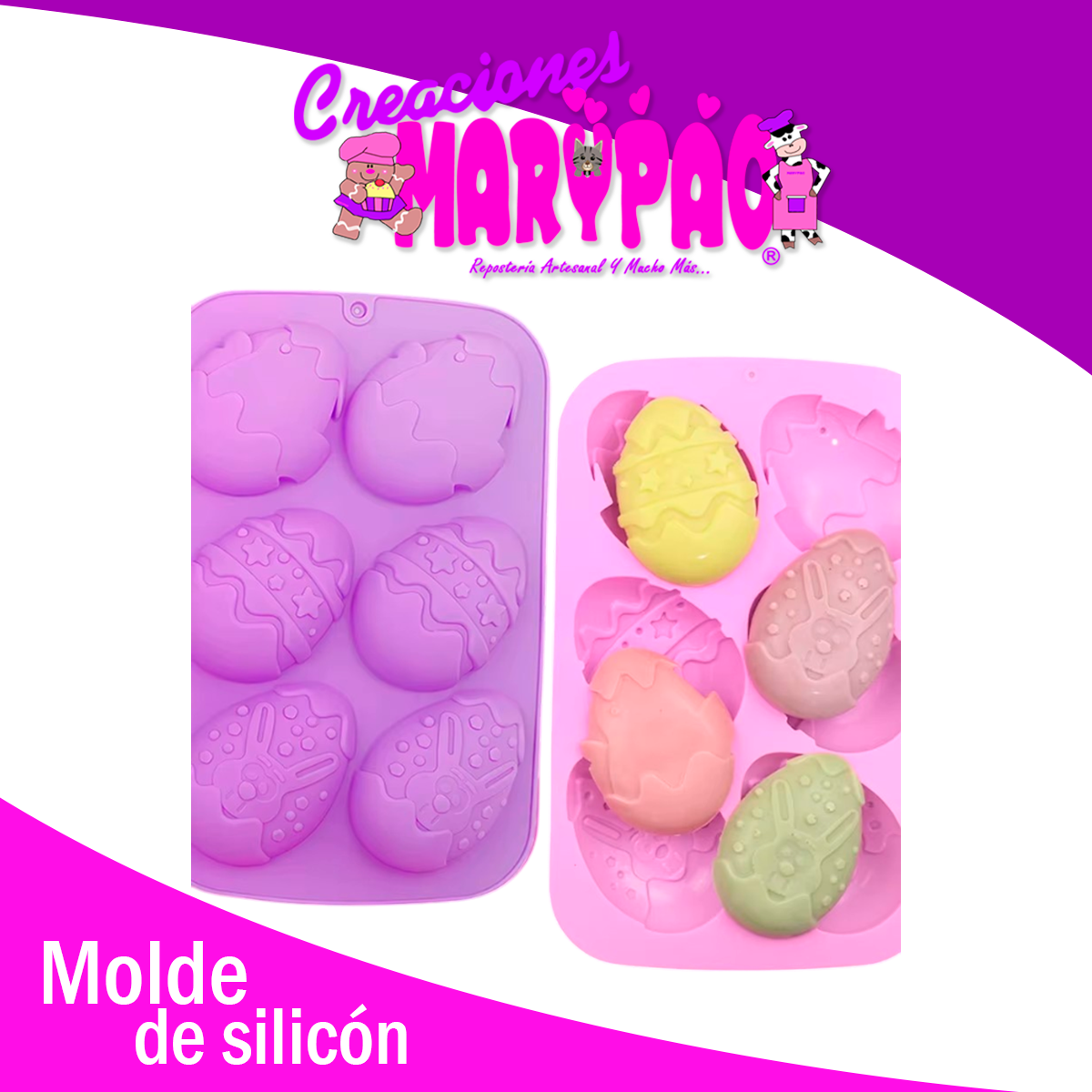 🐣✨ Molde de Silicón Huevos de Pascua – Conejo, Pollito y Decorados 🐰🌸