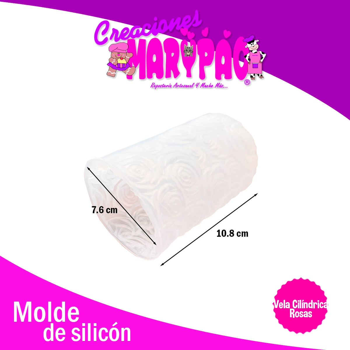 Molde De Silicón Velas Cilindro Rosas
