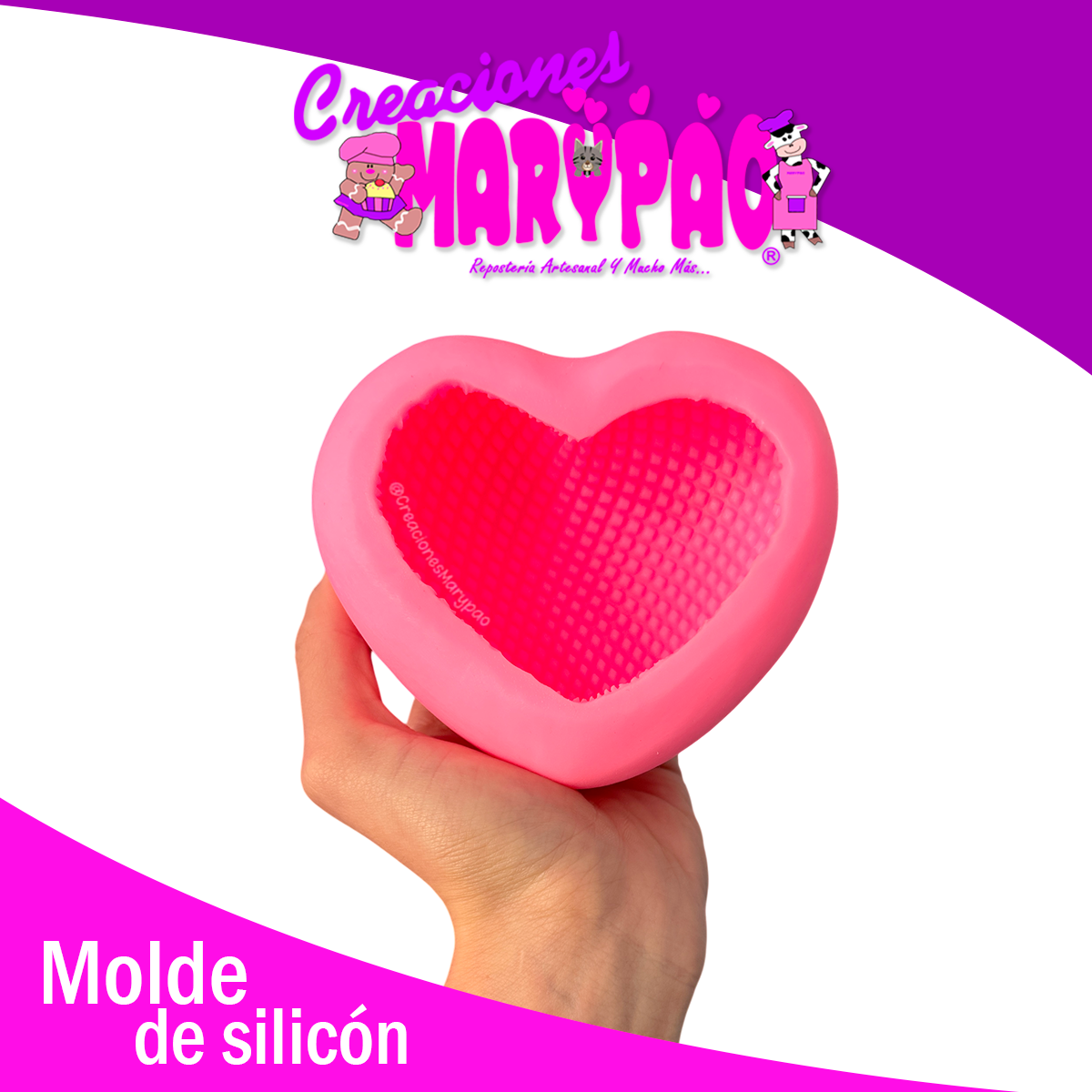 Molde De Silicón Corazón Tejido Gran Tamaño 10 Cm Velas Amor