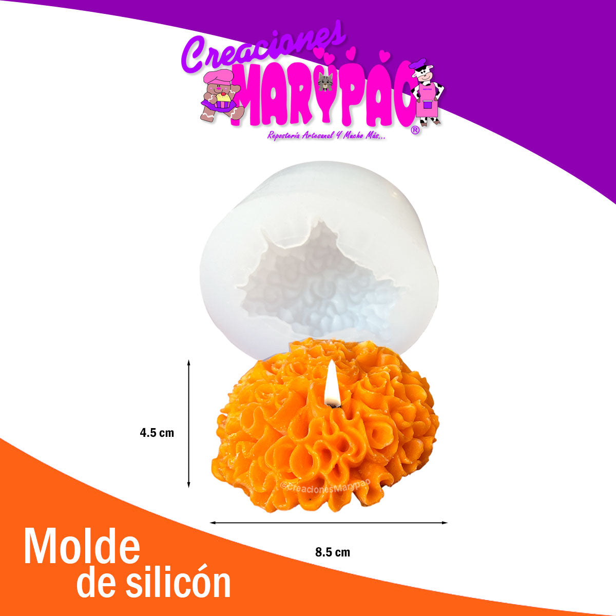 Molde De Silicón Velas Flor de Cempasúchil Grande