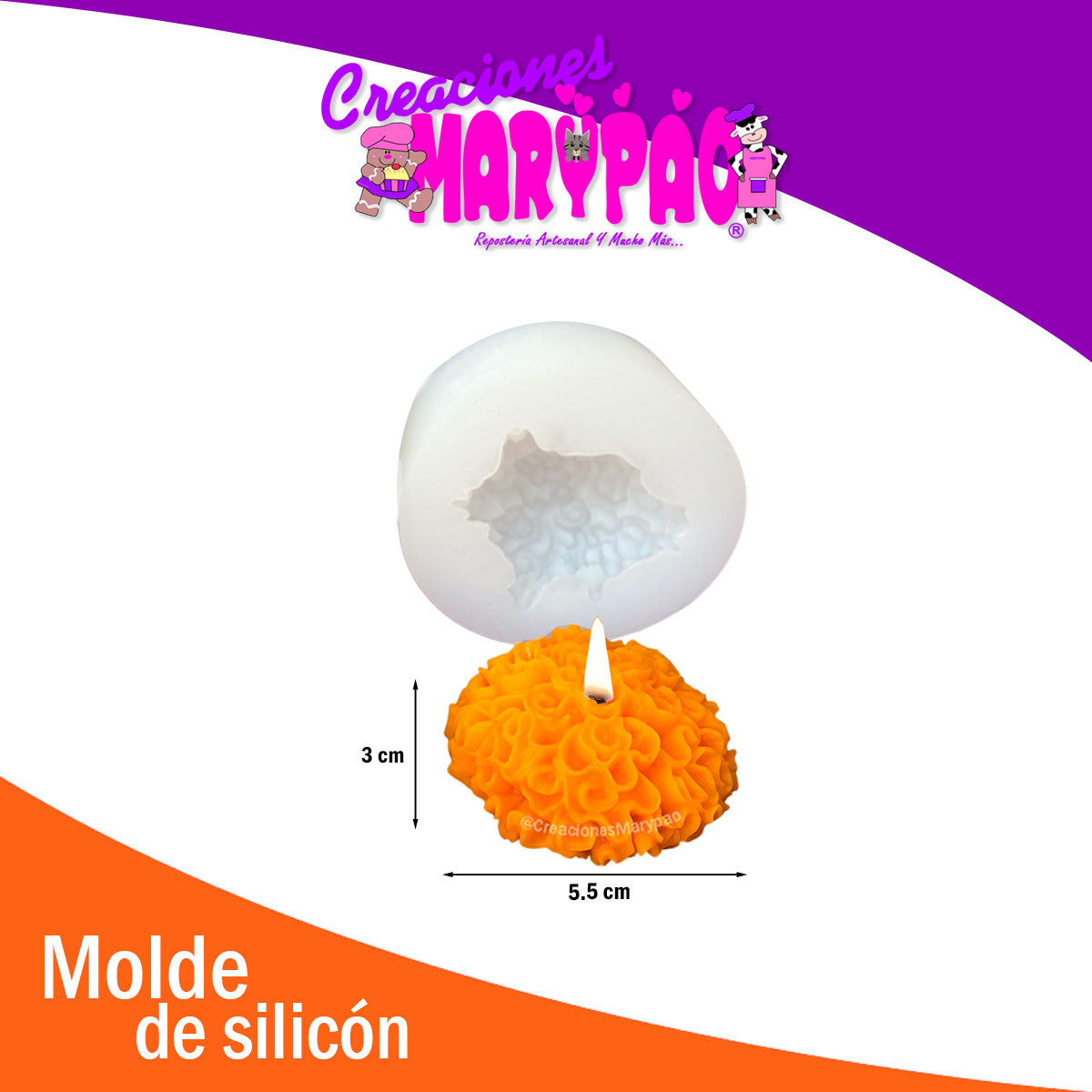 Molde De Silicón Velas Flor de Cempasúchil 5.5 cm🏵️